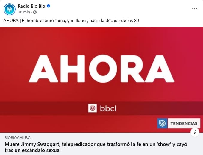Molestia contra el periodista de RadioBioBio por la noticia del deceso del evangelista Jimmy Swaggart